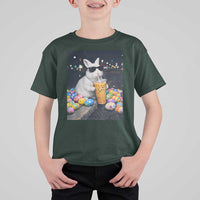 Cool Easter Bunny Drinking Iced Coffee Graphic T Shirt For Kid Funny Sunglasses Rabbit Spring Aesthetic