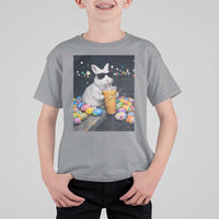 Cool Easter Bunny Drinking Iced Coffee Graphic T Shirt For Kid Funny Sunglasses Rabbit Spring Aesthetic