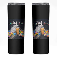 Cool Easter Bunny Drinking Iced Coffee Graphic Skinny Tumbler Funny Sunglasses Rabbit Spring Aesthetic