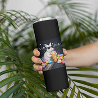 Cool Easter Bunny Drinking Iced Coffee Graphic Skinny Tumbler Funny Sunglasses Rabbit Spring Aesthetic