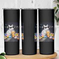 Cool Easter Bunny Drinking Iced Coffee Graphic Skinny Tumbler Funny Sunglasses Rabbit Spring Aesthetic