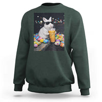 Cool Easter Bunny Drinking Iced Coffee Graphic Sweatshirt Funny Sunglasses Rabbit Spring Aesthetic