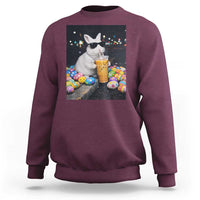 Cool Easter Bunny Drinking Iced Coffee Graphic Sweatshirt Funny Sunglasses Rabbit Spring Aesthetic