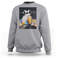 Cool Easter Bunny Drinking Iced Coffee Graphic Sweatshirt Funny Sunglasses Rabbit Spring Aesthetic