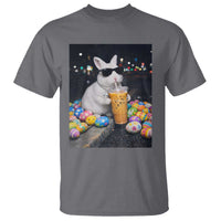 Cool Easter Bunny Drinking Iced Coffee Graphic T Shirt Funny Sunglasses Rabbit Spring Aesthetic