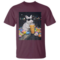 Cool Easter Bunny Drinking Iced Coffee Graphic T Shirt Funny Sunglasses Rabbit Spring Aesthetic