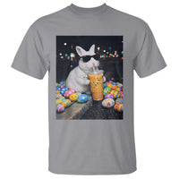 Cool Easter Bunny Drinking Iced Coffee Graphic T Shirt Funny Sunglasses Rabbit Spring Aesthetic