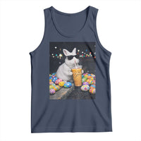 Cool Easter Bunny Drinking Iced Coffee Graphic Tank Top Funny Sunglasses Rabbit Spring Aesthetic