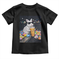 Cool Easter Bunny Drinking Iced Coffee Graphic Toddler T Shirt Funny Sunglasses Rabbit Spring Aesthetic