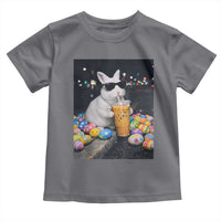 Cool Easter Bunny Drinking Iced Coffee Graphic Toddler T Shirt Funny Sunglasses Rabbit Spring Aesthetic