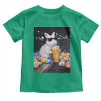 Cool Easter Bunny Drinking Iced Coffee Graphic Toddler T Shirt Funny Sunglasses Rabbit Spring Aesthetic