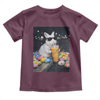 Cool Easter Bunny Drinking Iced Coffee Graphic Toddler T Shirt Funny Sunglasses Rabbit Spring Aesthetic