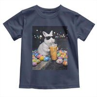 Cool Easter Bunny Drinking Iced Coffee Graphic Toddler T Shirt Funny Sunglasses Rabbit Spring Aesthetic
