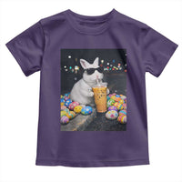 Cool Easter Bunny Drinking Iced Coffee Graphic Toddler T Shirt Funny Sunglasses Rabbit Spring Aesthetic