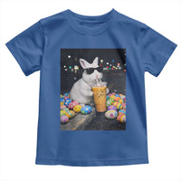 Cool Easter Bunny Drinking Iced Coffee Graphic Toddler T Shirt Funny Sunglasses Rabbit Spring Aesthetic