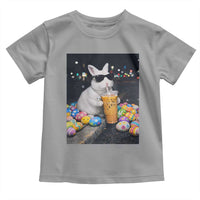 Cool Easter Bunny Drinking Iced Coffee Graphic Toddler T Shirt Funny Sunglasses Rabbit Spring Aesthetic