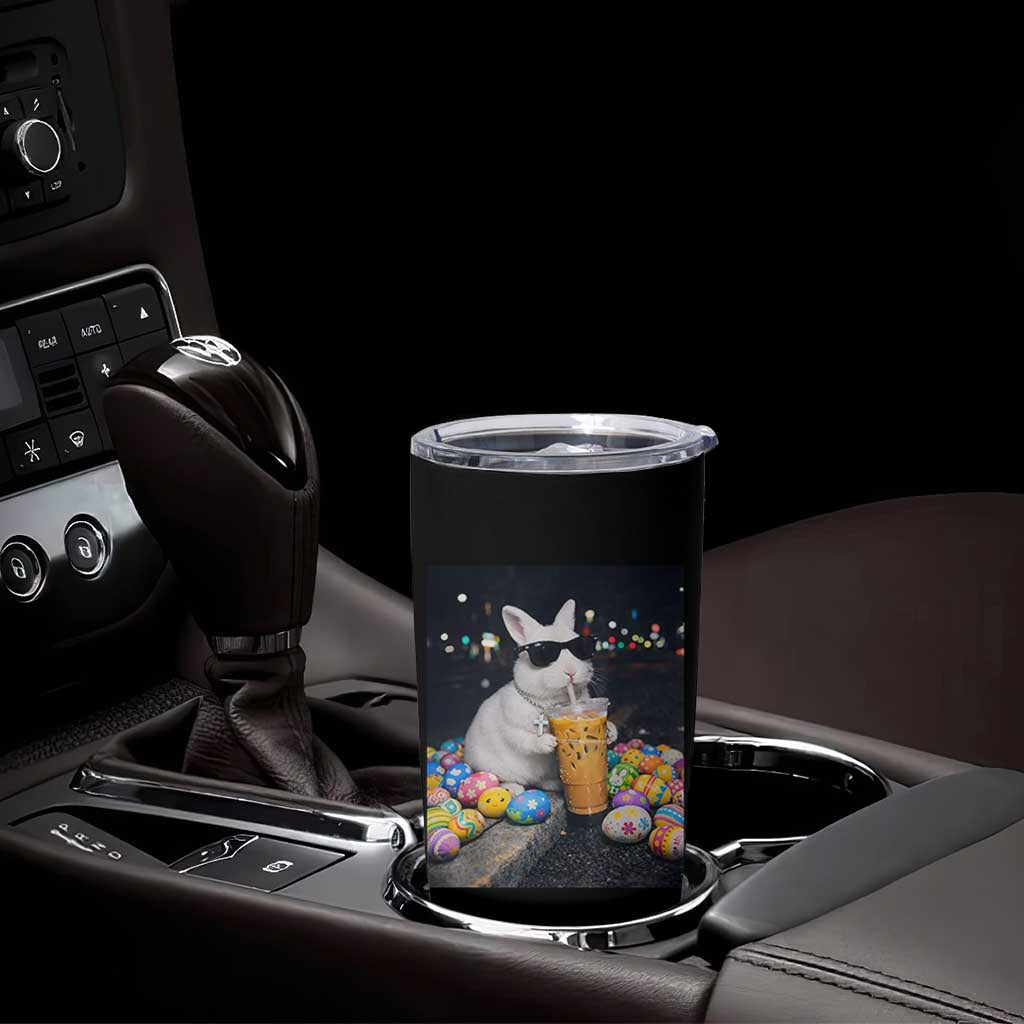 Cool Easter Bunny Drinking Iced Coffee Graphic Tumbler Cup Funny Sunglasses Rabbit Spring Aesthetic