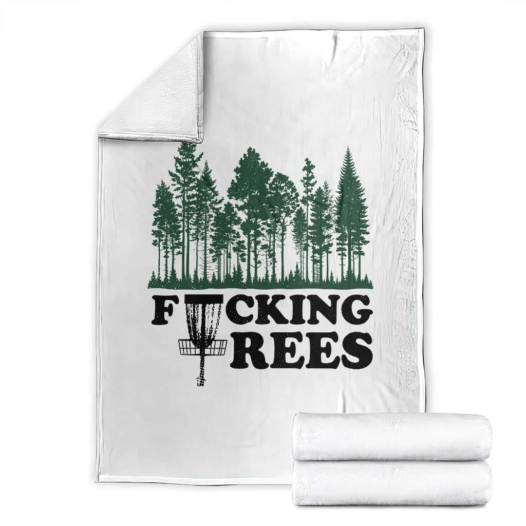 Funny Forest Disc Golf Humor Fcking Trees Throw Blanket