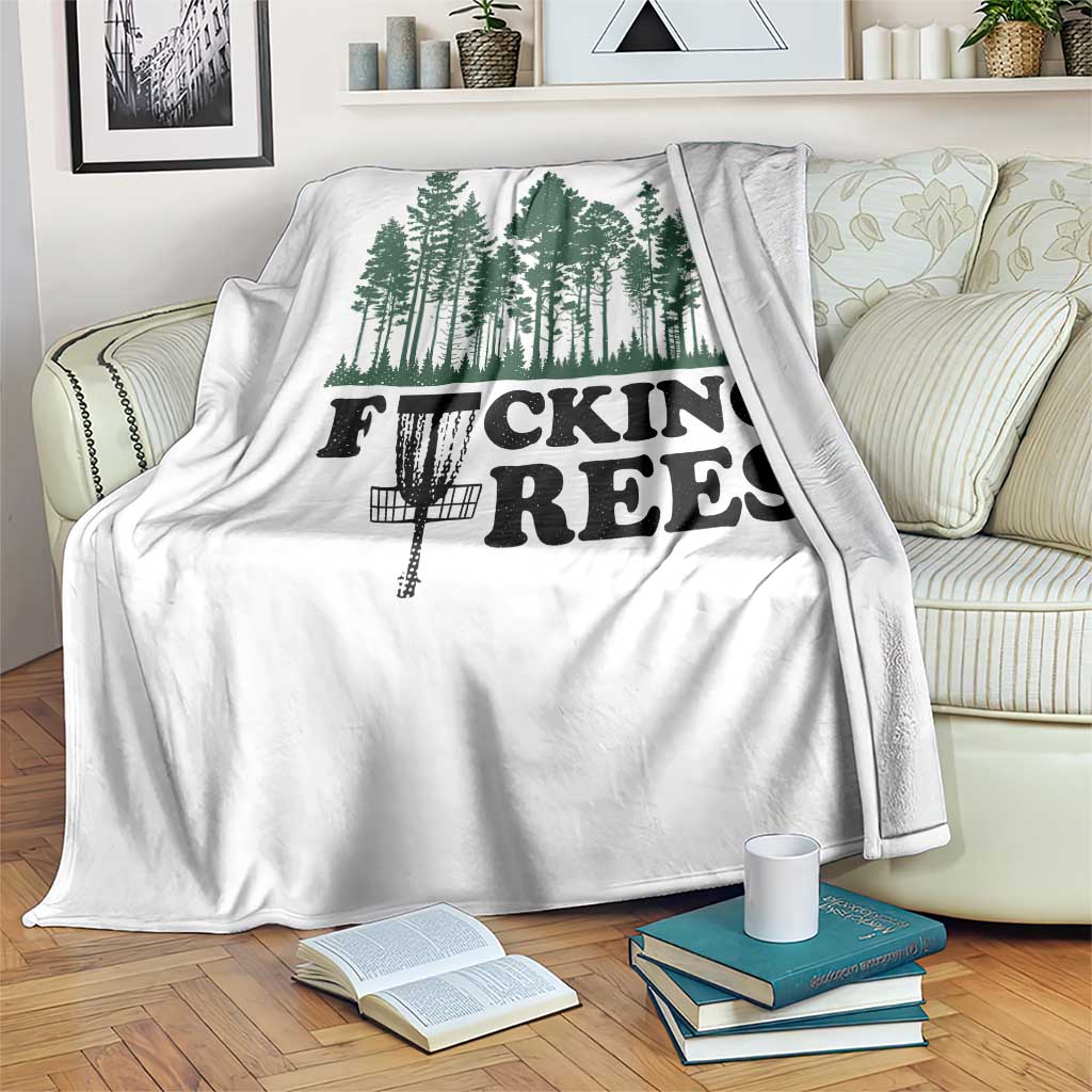 Funny Forest Disc Golf Humor Fcking Trees Throw Blanket