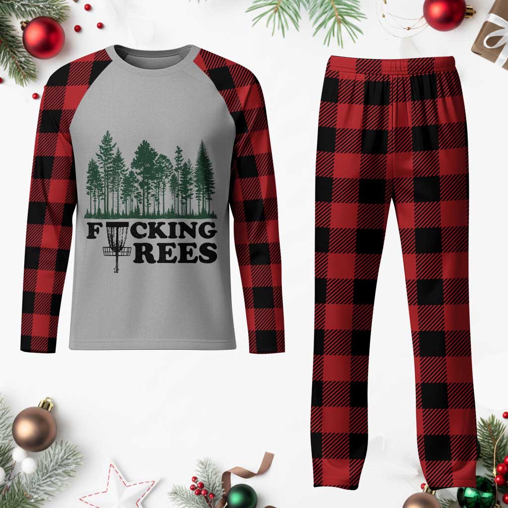 Funny Forest Disc Golf Humor Fcking Trees Plaid Pajama Set