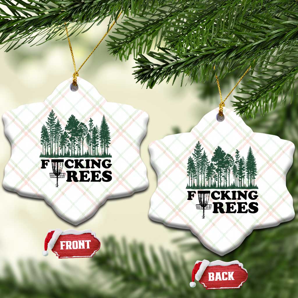 Funny Forest Disc Golf Humor Fcking Trees Ceramic Ornament
