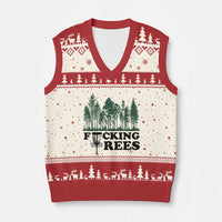 Funny Forest Disc Golf Humor Fcking Trees V-Neck Knit Sweater Vest