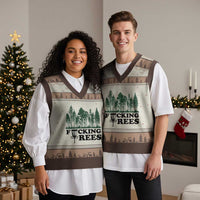 Funny Forest Disc Golf Humor Fcking Trees V-Neck Knit Sweater Vest