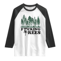 Funny Forest Disc Golf Humor Fcking Trees Raglan Shirt