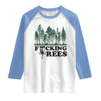 Funny Forest Disc Golf Humor Fcking Trees Raglan Shirt