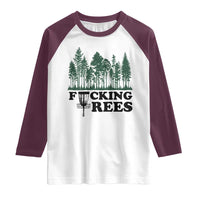Funny Forest Disc Golf Humor Fcking Trees Raglan Shirt