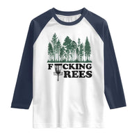 Funny Forest Disc Golf Humor Fcking Trees Raglan Shirt