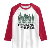 Funny Forest Disc Golf Humor Fcking Trees Raglan Shirt