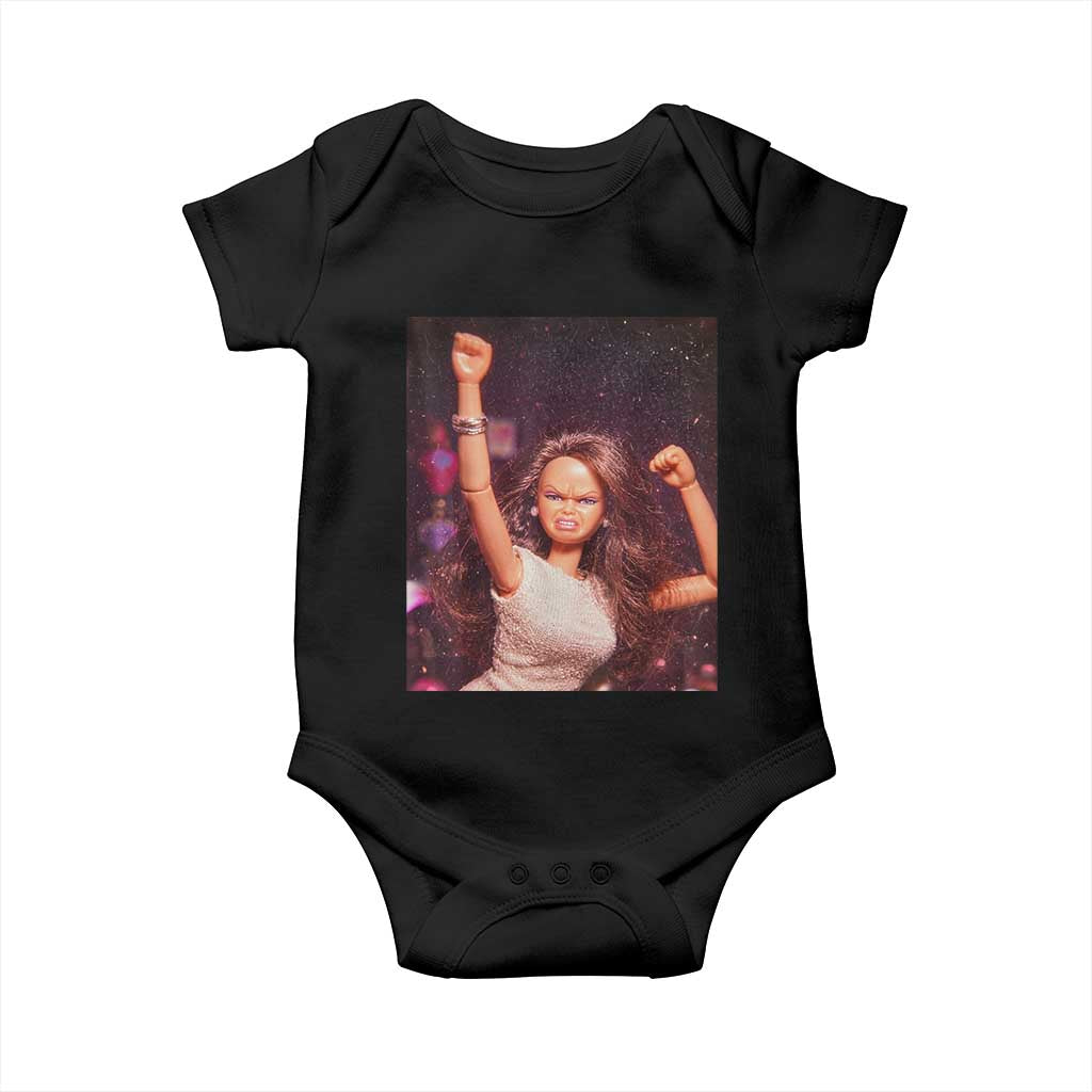 Funny Angry Doll Face Meme Graphic Baby Onesie Unhinged Baby Stankface Reaction