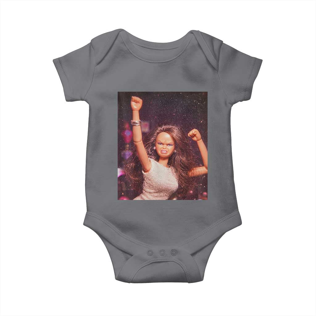 Funny Angry Doll Face Meme Graphic Baby Onesie Unhinged Baby Stankface Reaction