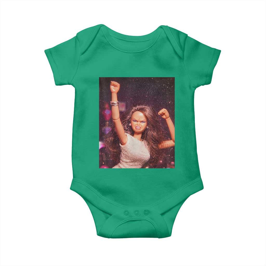 Funny Angry Doll Face Meme Graphic Baby Onesie Unhinged Baby Stankface Reaction