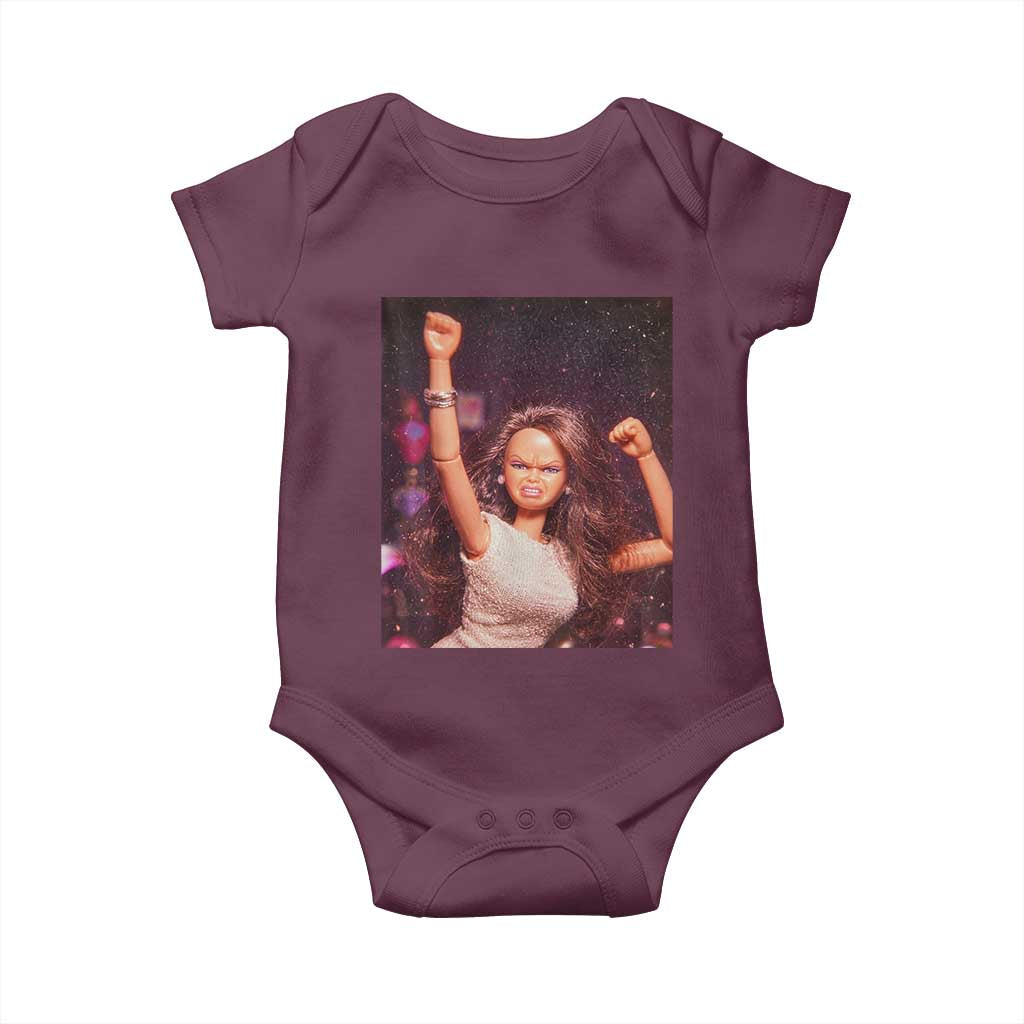 Funny Angry Doll Face Meme Graphic Baby Onesie Unhinged Baby Stankface Reaction