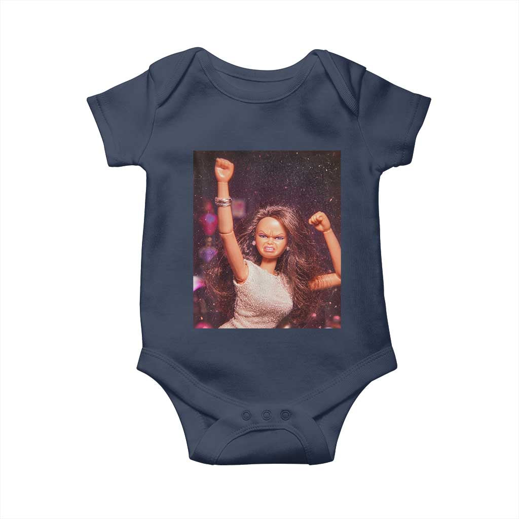 Funny Angry Doll Face Meme Graphic Baby Onesie Unhinged Baby Stankface Reaction