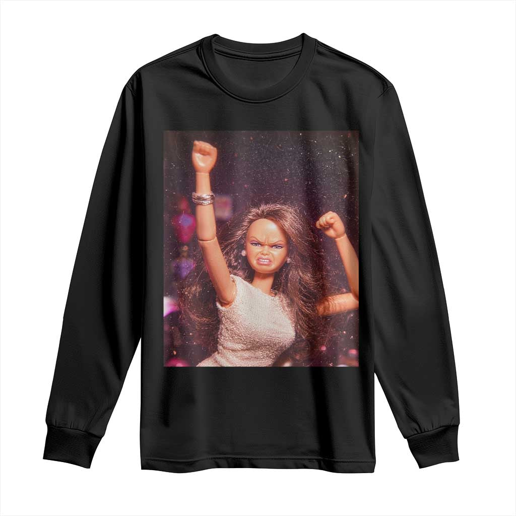 Funny Angry Doll Face Meme Graphic Long Sleeve Shirt Unhinged Baby Stankface Reaction