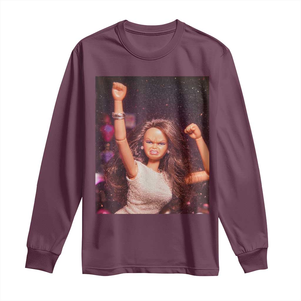 Funny Angry Doll Face Meme Graphic Long Sleeve Shirt Unhinged Baby Stankface Reaction