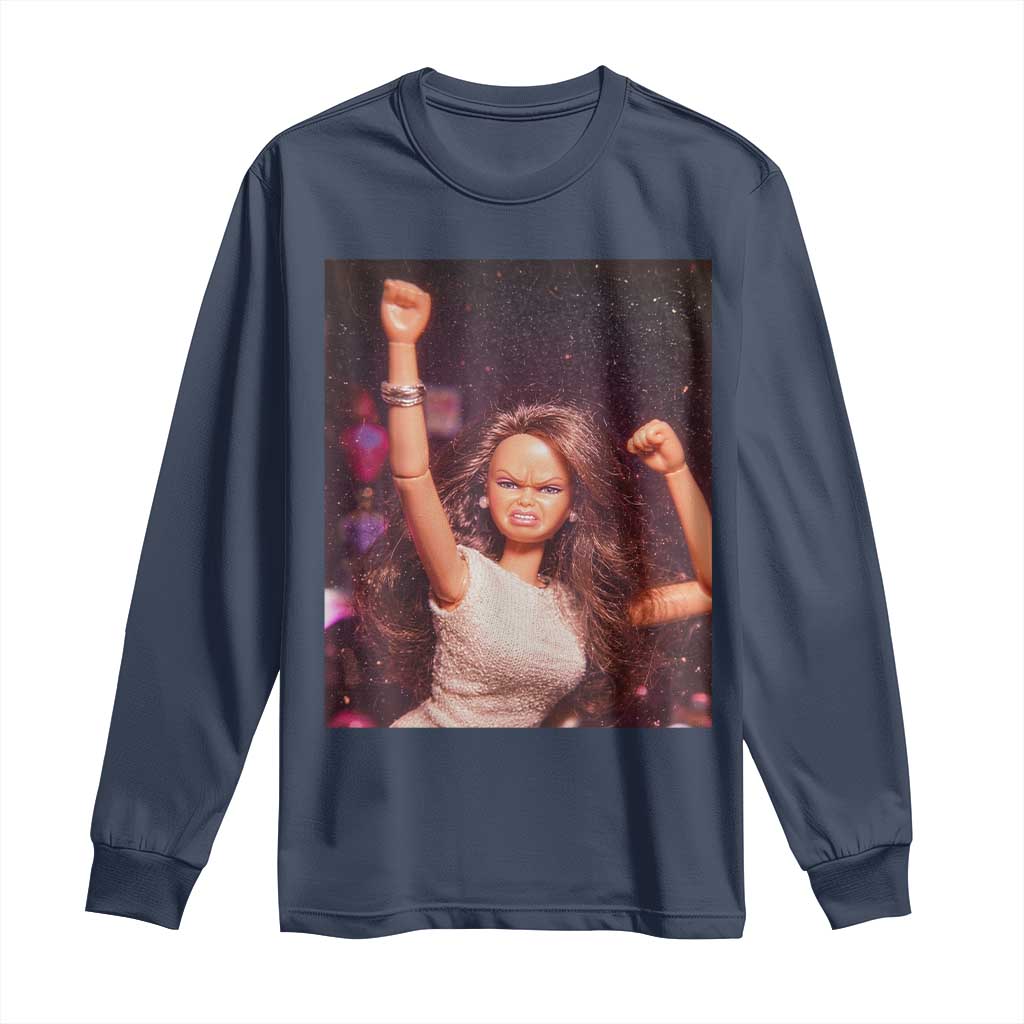 Funny Angry Doll Face Meme Graphic Long Sleeve Shirt Unhinged Baby Stankface Reaction