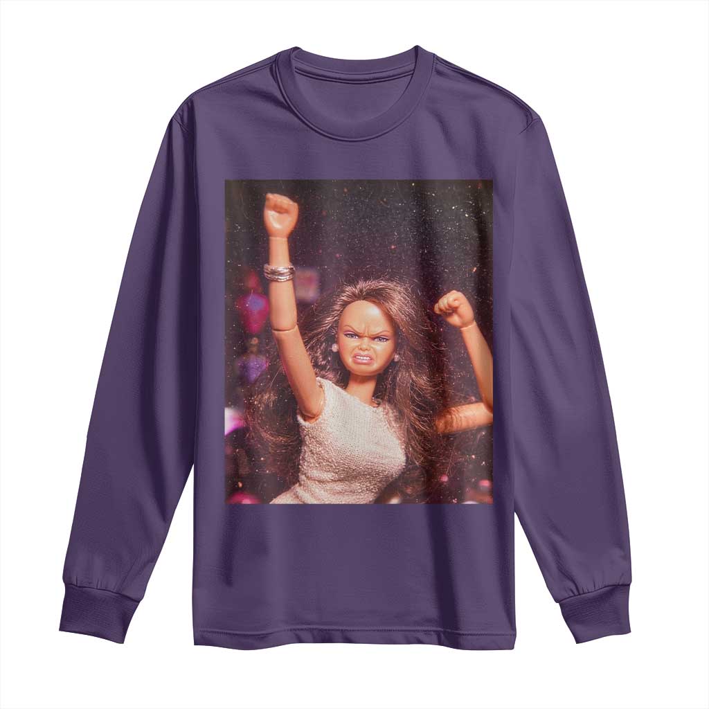 Funny Angry Doll Face Meme Graphic Long Sleeve Shirt Unhinged Baby Stankface Reaction