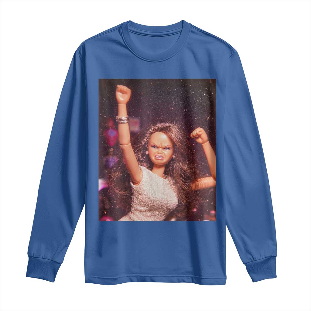 Funny Angry Doll Face Meme Graphic Long Sleeve Shirt Unhinged Baby Stankface Reaction