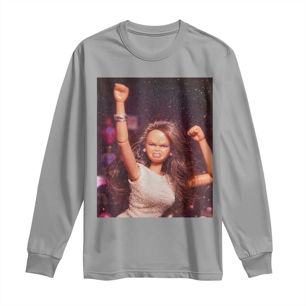 Funny Angry Doll Face Meme Graphic Long Sleeve Shirt Unhinged Baby Stankface Reaction