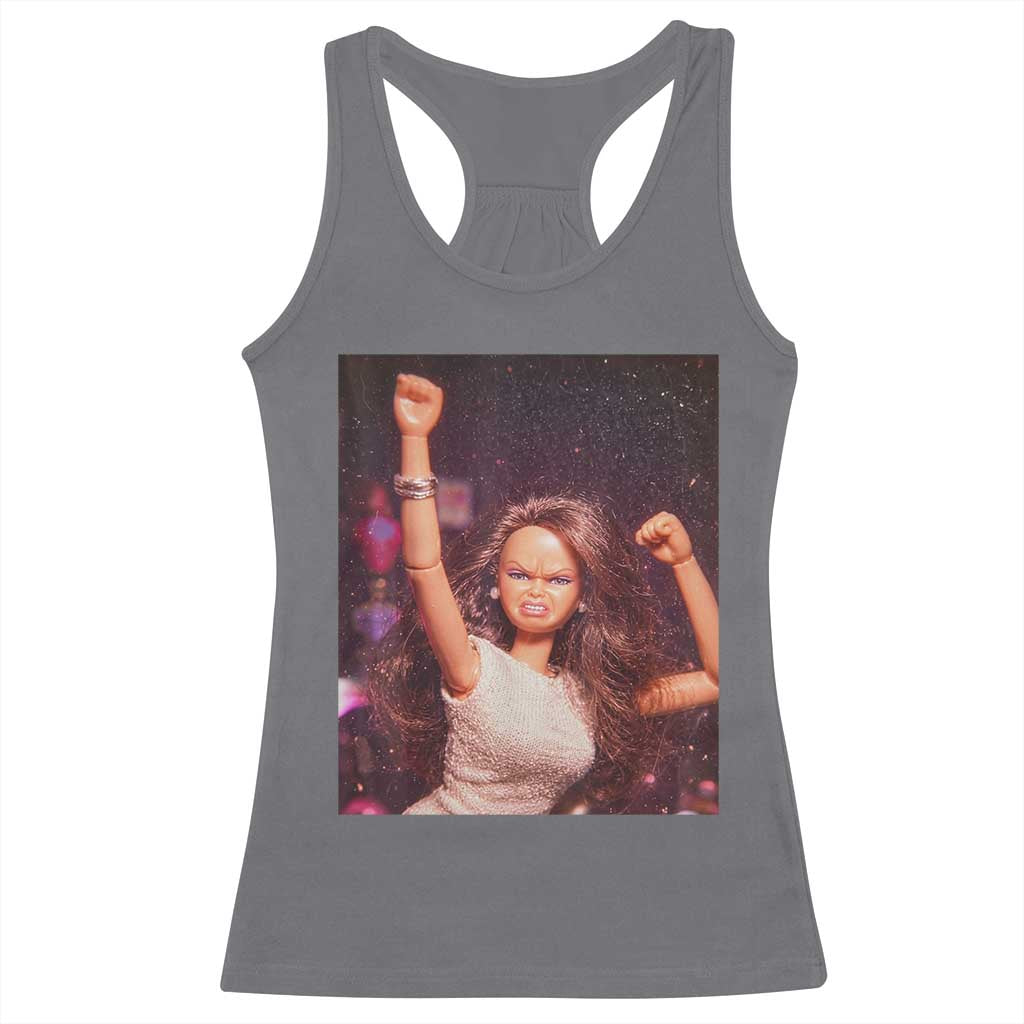 Funny Angry Doll Face Meme Graphic Racerback Tank Top Unhinged Baby Stankface Reaction