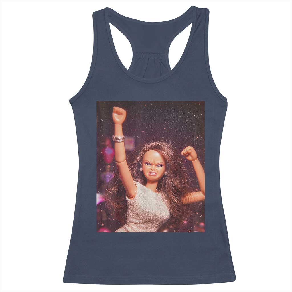 Funny Angry Doll Face Meme Graphic Racerback Tank Top Unhinged Baby Stankface Reaction