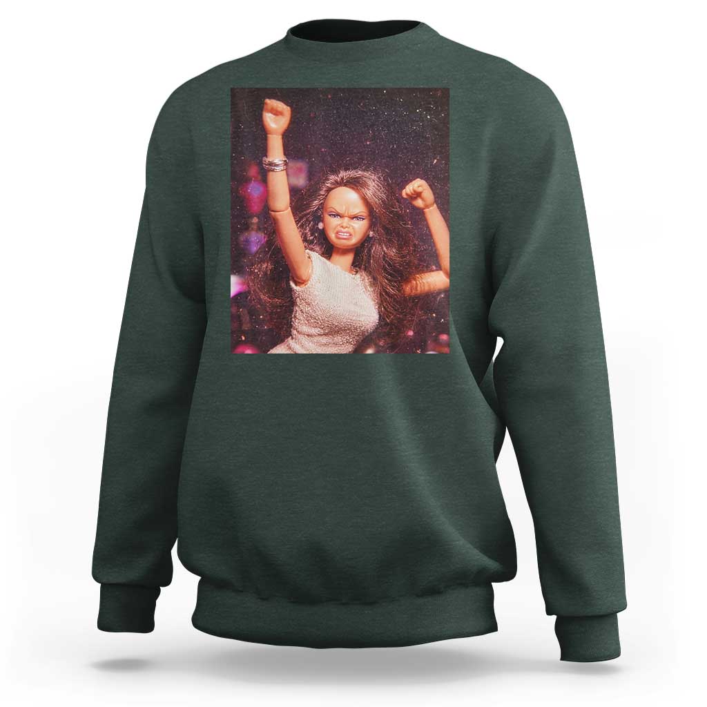 Funny Angry Doll Face Meme Graphic Sweatshirt Unhinged Baby Stankface Reaction