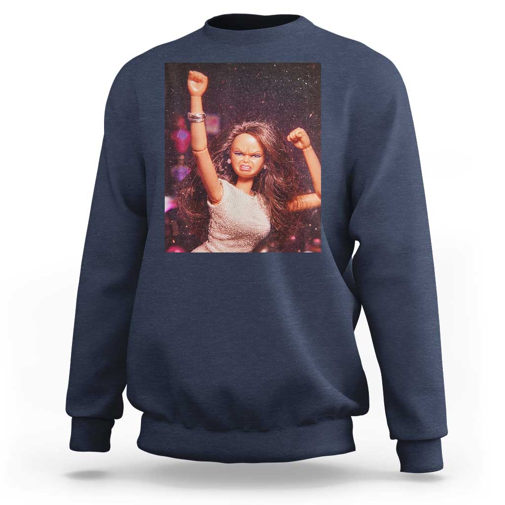 Funny Angry Doll Face Meme Graphic Sweatshirt Unhinged Baby Stankface Reaction