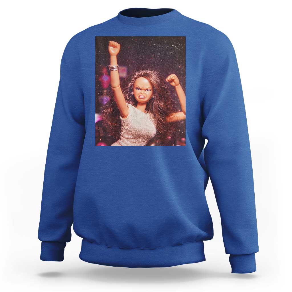Funny Angry Doll Face Meme Graphic Sweatshirt Unhinged Baby Stankface Reaction
