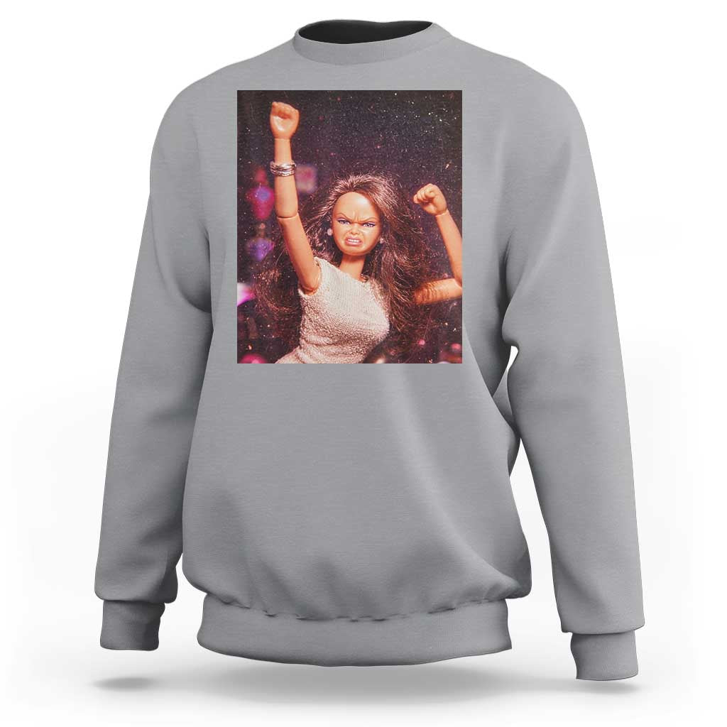 Funny Angry Doll Face Meme Graphic Sweatshirt Unhinged Baby Stankface Reaction