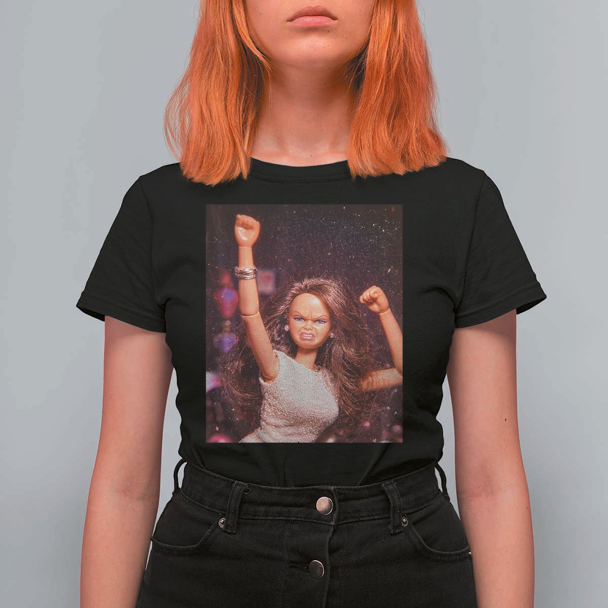 Funny Angry Doll Face Meme Graphic T Shirt For Women Unhinged Baby Stankface Reaction